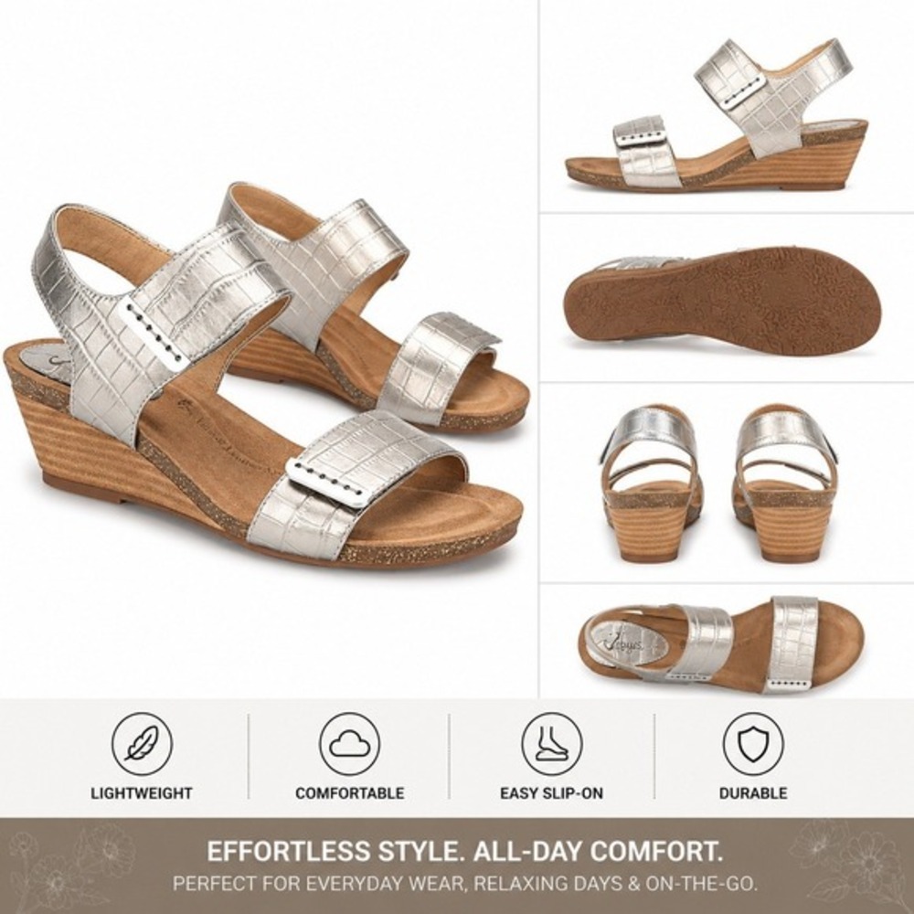 Women's Wedge Sandals‎ by Sofft Verdi Anthracite Size 11 New With Tags
